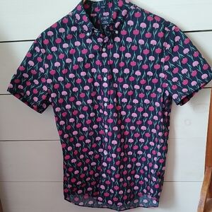 J. Crew Men's Pink and Blue Floral Shirt